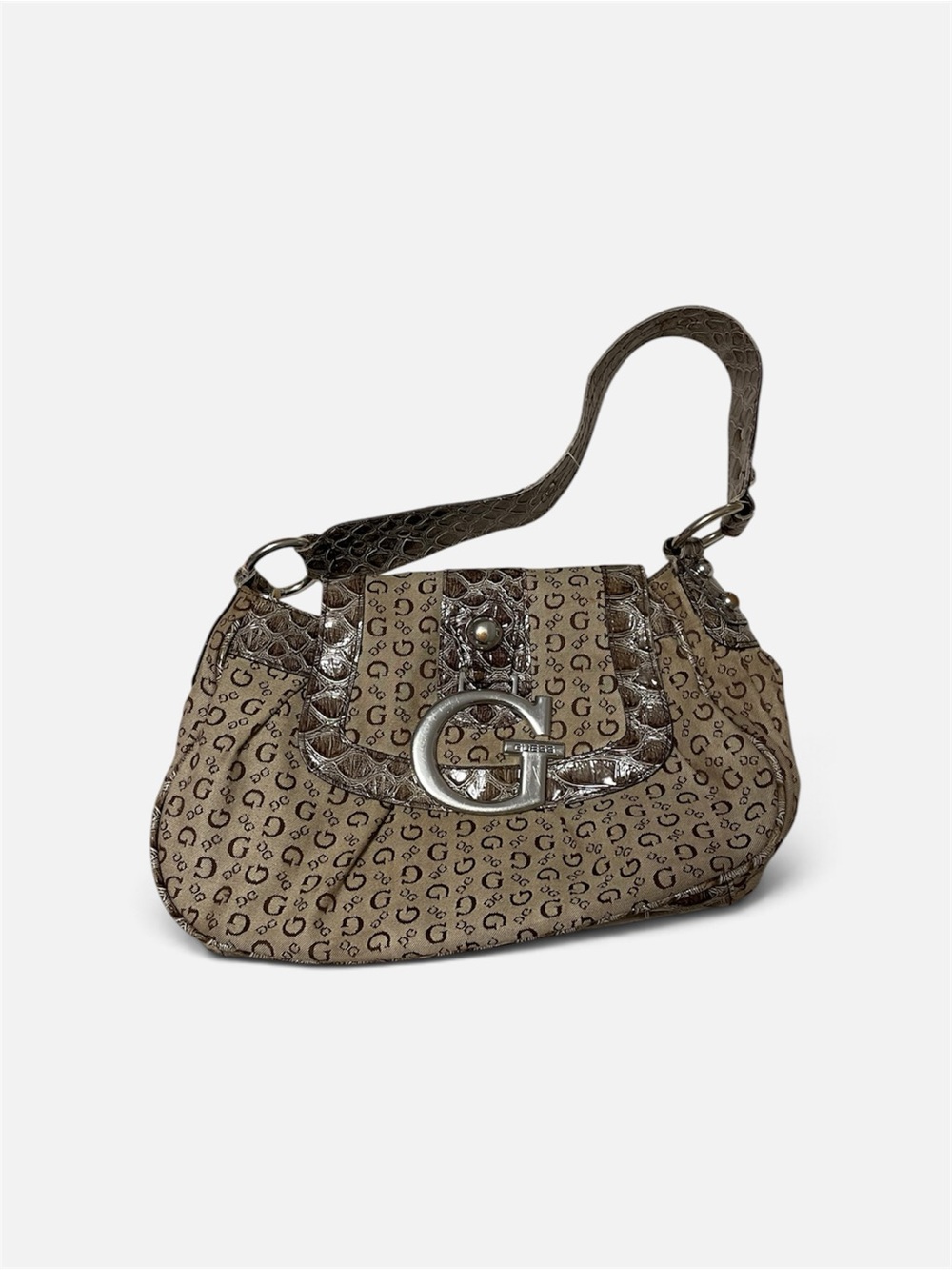 Guess Brown Monogram G-Accent Shoulder Bag